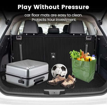 KMF Cargo Liner for 2025 Toyota Highlander 7 Seats 2020-2024 with Backrest Mat,All Weather Liners TPE Odorless Cargo Mat,Backrest Mat Protector Highlander Accessories