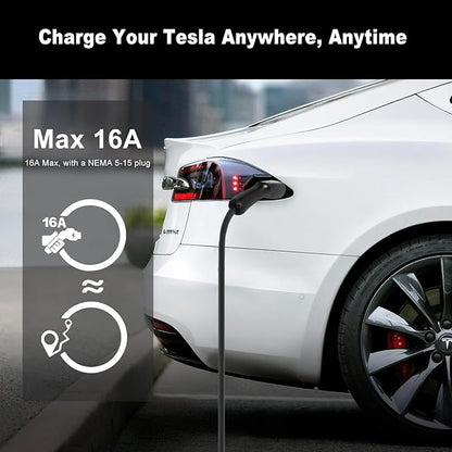 Best Volt Electric Vehicle Portable Charger for Tesla,ETL Certified,25ft Fast Charging, IP65 Waterproof, Compatible with Model 3/X/Y/Cyber Truck,No Adapter Needed (Nema 5-15 120V/16A, White)