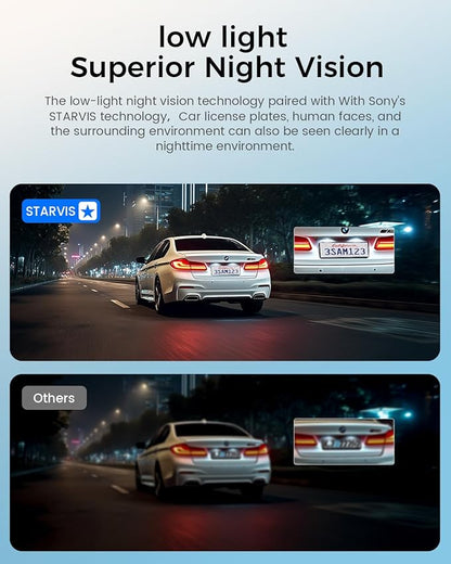 COOLCRAZY 4K Dash Cam Front and Rear with Touch Screen & STARVIS Sensor,5.8Ghz Wi-Fi,GPS,64GB Card,Night Vision Dashcam,G-Sensor,Loop Recording,App Control,24H Parking Monitor Car Camera