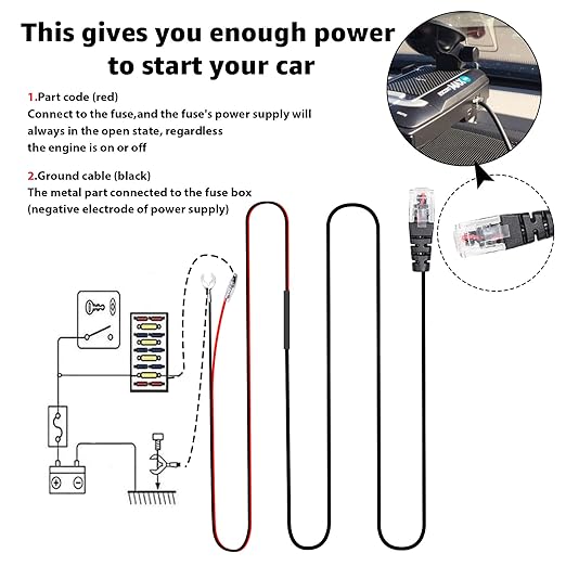 Radar Detector Hardwire Kit with RJ-11 Telephone Style Jack Direct Wire Wiring Kit Compatible with Escort Valentine One Uniden Beltronics Cobra Multiple Fuse Sizes Power Cord Cable