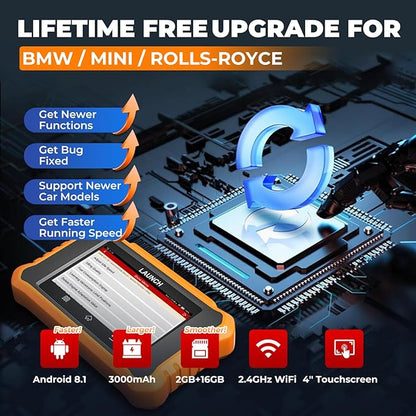 LAUNCH Creader Elite V2.0 for BMW OBD2 Scanner, 2025 Full Systems Bi-Directional Scan Tool, All Reset Services, ECU Coding, Battery Registration Tool for BMW Mini RR, Lifetime Free Update, Auto VIN
