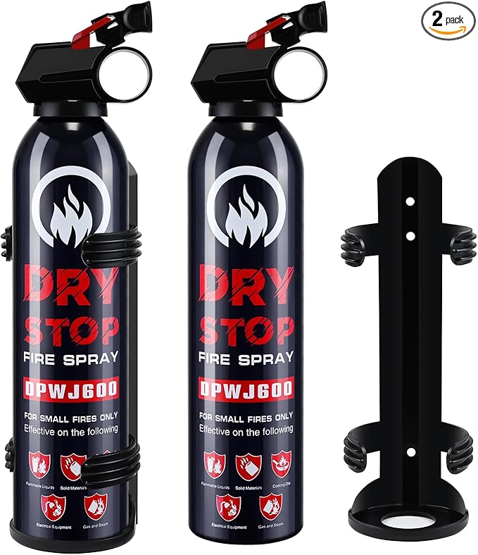 2Pack Dry Stop Fire Spray for Home - Auto Fire Extinguisher for Truck Vehicle, 600g Dry Chemical Powder A B C Fire Extinguisher for Kitchen, Car, Boat, Marine, Portable Use (2 Blue)