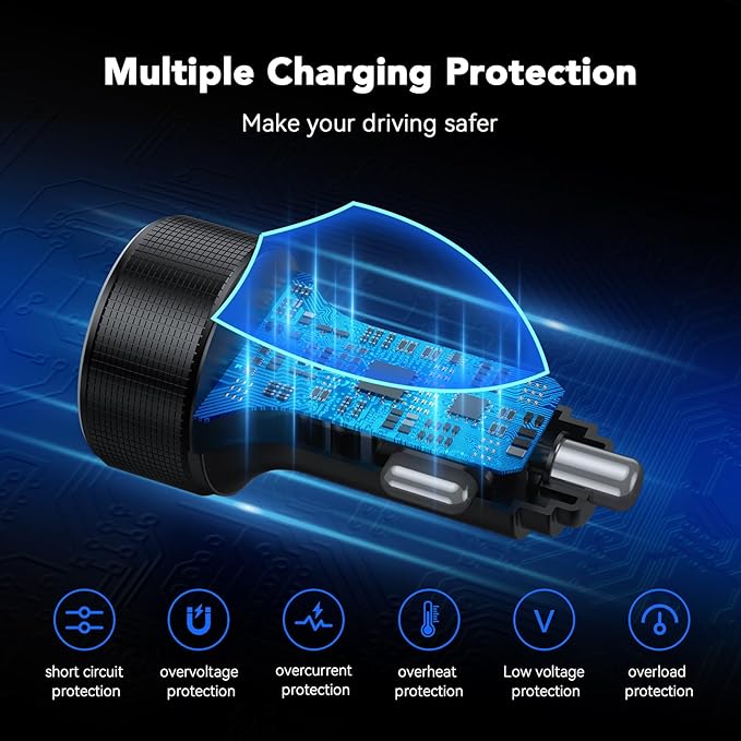 iPhone 16/15 Car Charger Adapter, 78W 4 Port USB C Car Charger with Voltmeter Fast Charging for iPhone 16 Pro/15/14/13, Samsung Galaxy, iPad