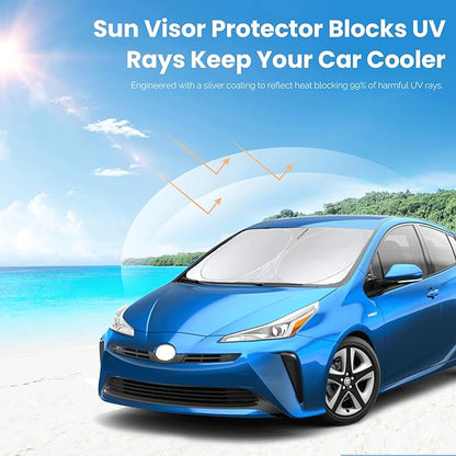 Custom Fit Prius Windshield Sunshade for 2010-2022 Toyota Prius Hatchback Accessories (Not for Prius C or Prius V) Front Window 210T Reflective Shield Cover for Windshield Sun Visor Protector