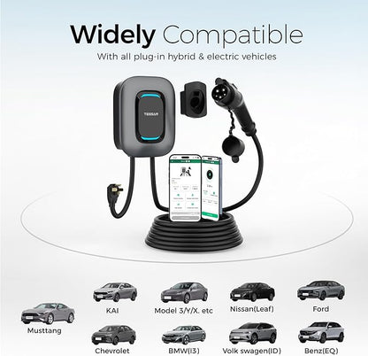 EV Charger Level 2, TESSAN 40A/240V Electric Vehicle Charing Station, Smart EV Chargers Equipment App Control Wi-Fi （Only 2.4Ghz）& Bluetooth 25ft Cable with NEMA 14-50 Plug for Indoor Outdoor Home
