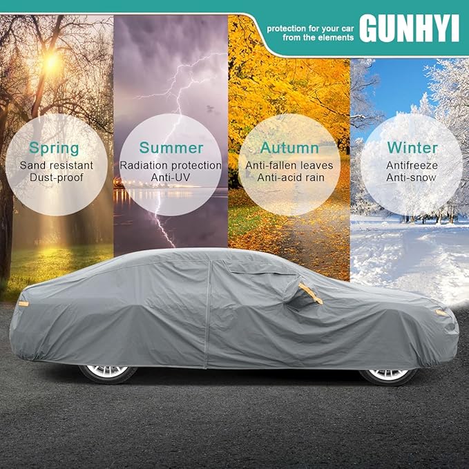 Premium Car Cover Custom Fit Volkswagen vw Jetta (2005-2025), 16 Layers Heavy Duty Car Cover Waterproof All Weather with Zipper Door for Sun Rain Snow Dust Uv Protection