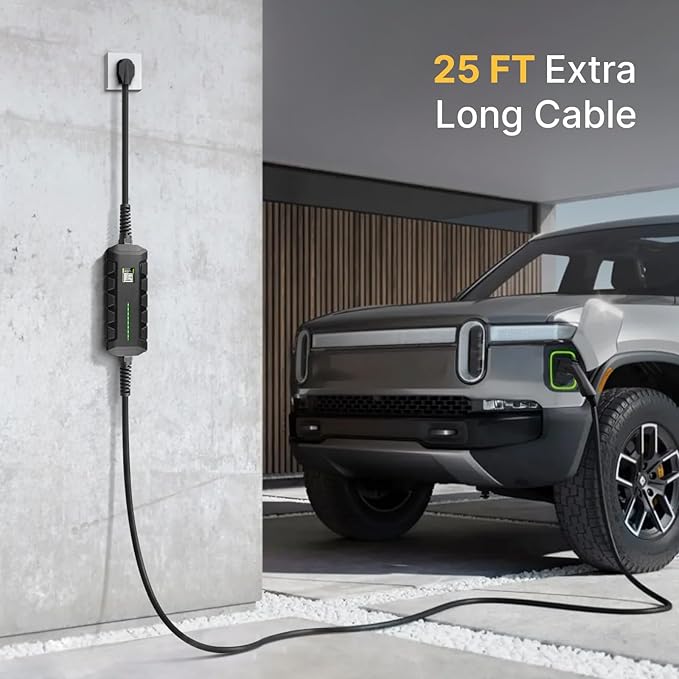 Level 2 EV Charger ETL Certified, 40A 9.6KW Home Charging Station, Plug-in NEMA 6-50 240V, Portable EV Charger with 25FT Cable for SAE J1772 Cars