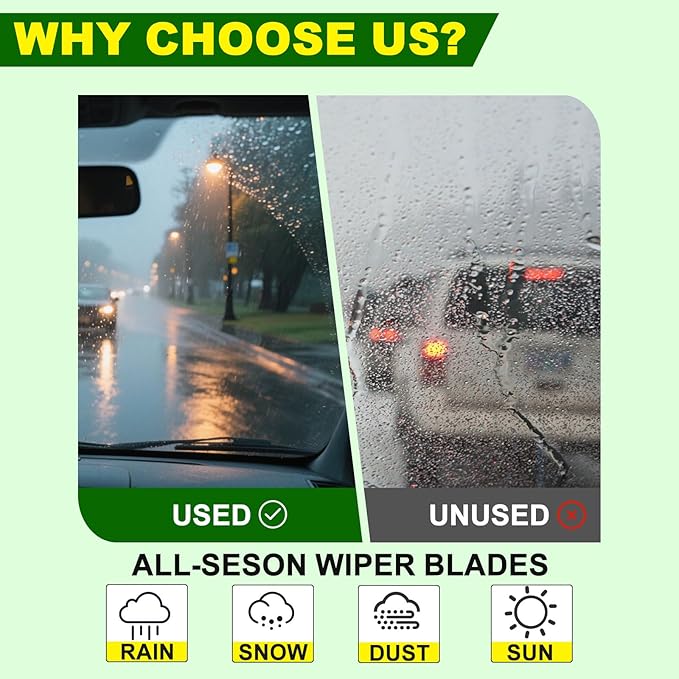 OEM Quality 26in + 16in Premium All-Season Windshield Wiper Blades for Original Equipment Replacement(Set of 2)