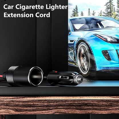 KEWIG 12/24V Car Cigarette Lighter Extension Cord - 26FT Cigarette Lighter Plug Cable- 16AWG Heavy Duty Extension Cable with 15A Fuse and LED Indicator