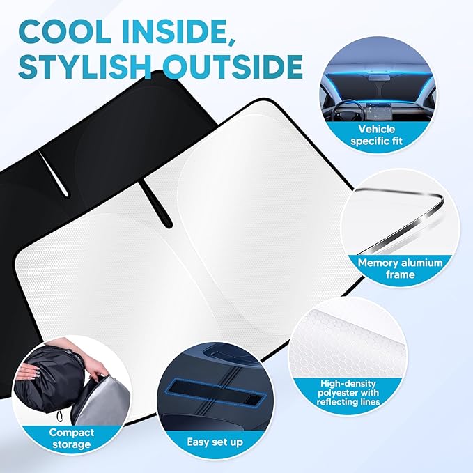 Windshield Sun Shade Fits for Chevy Equinox 2025 2026 Foldable Car Front Window Sunshade for Equinox Accessories Sun Visor
