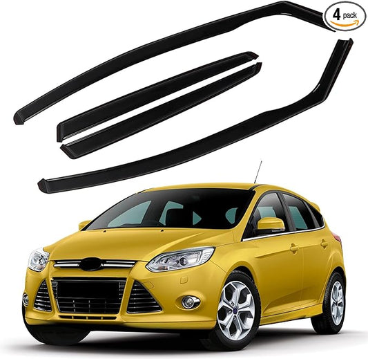 4pcs in Channel Rain Guards Fit for 2012 2013 2014 2015 2016 2017 Ford Focus Hatchback/Sedan, Durable Window Visors Side Wind Deflectors, Vent Shades Visors Shield