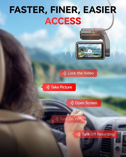 REDTIGER F4 4K Dash Cam Front, 2.2 inch Mini Car Camera, 2160P UHD Touch Screen, Voice Control, Included 32GB Card, Night Vision, Built-in GPS, WiFi APP Control, Loop Recording, 24H Parking Monitor