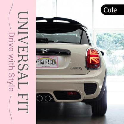 Premium Princess Pink License Plate Frame – 1 Pack, Rust-Free Stainless Steel, Street Legal & Rattle-Free, Universal Slim Design with Screw Covers, Durable Car Tag Holder for Women, Cute & Girly Gift