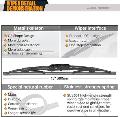 AUTOBOO 26"+14" Windshield Wipers with 10" Rear Wiper Blades Replacement for Chevrolet Trax 2013-2021 2022 2023,Buick Encore 2013-2022,Opel Mokka 2012-2020 -Original Factory Quality (Pack of 3)