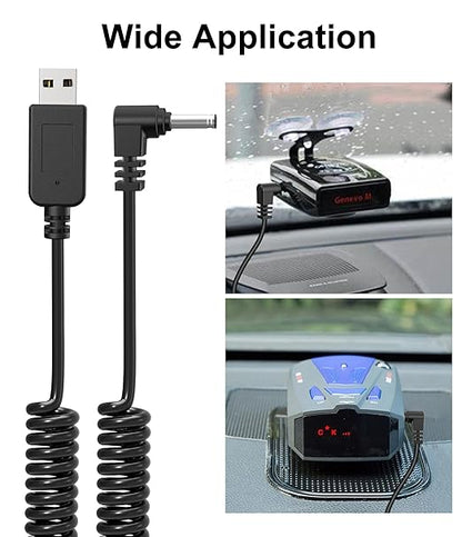 Radar Detector Cable with USB to DC3.5 Plug,Power Cable for Radar Detectors,USB 5V-12V Power Cable,for Cobr RAD 480i 350 380 DFR1 DFR3 DFR5 Whistler Radenso Pro M Radar Detector(DC3.5-6.56FT)