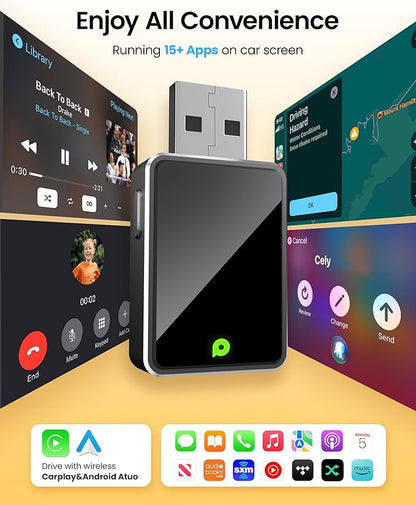 Wireless CarPlay Adapter, One Click Multi Device Switching Seamless Connection, Convert Wired to Wireless carplay, Compatible with iOS 10+, Android 11+, 2018 and Later Models