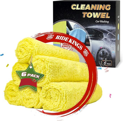 Car Wash Drying Towels,Absorbent,Lint-Free, Extra Soft,Reusable and Durable,Interior&Exterior, Microfiber Drying Towels for Cars 16in x 16in-6 Packs Yellow