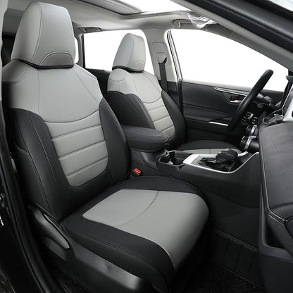 RISINGSTAR Rav4 Hybrid Seat Covers, fit 2019-2025 Toyota Rav4 Hybrid LE,XLE,Woodland Edition,XLE Premium,Limited, Not for XSE/SE/Plug-in(Black&Gray)