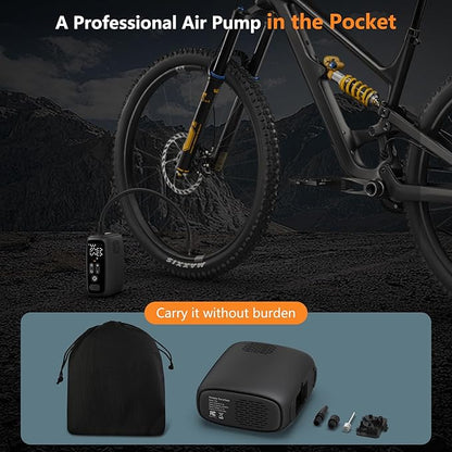 Tire Inflator Portable Air Compressor, 28 Cylinders 12V Air Compressor, 140W Auto Shut-Off with LED Light 150psi Pump, Portable Air Compressor for Car Tires, Bicycle, Moto, Ball etc.