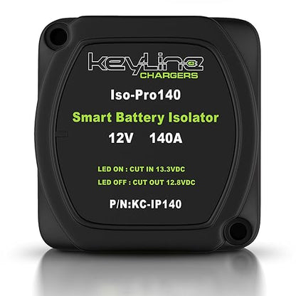 Dual Battery Isolator Kit 12V - 140 Amp Voltage Sensitive Relay (VSR) for Dual Battery Setup - Automatic Disconnect Switch for Car, Truck, RV, UTV, ATV, Marine