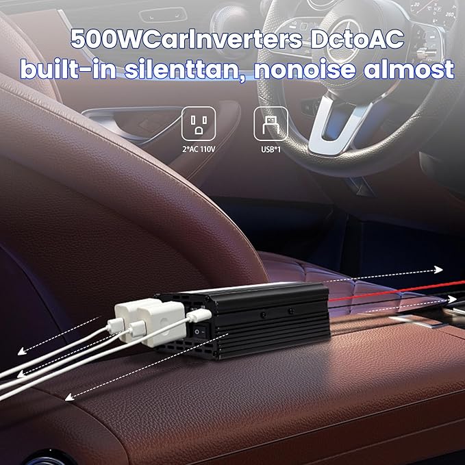 Power Inverter 2000W Car Power Inverters,12 Volt Inverter for Vehicles, 12V DC to 110V AC Car Plug Adapter Outlet Converter for Laptop Vehicles Camping Road Trip Essentials Adults