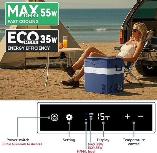 Car Fridge Portable 12V Refrigerator 40 Quart 12 Volt Freezer Compressor Cooler 12V/24V DC 110～240 V AC for Truck Van RV Camper SUV and Home Use (HC-38P5s)