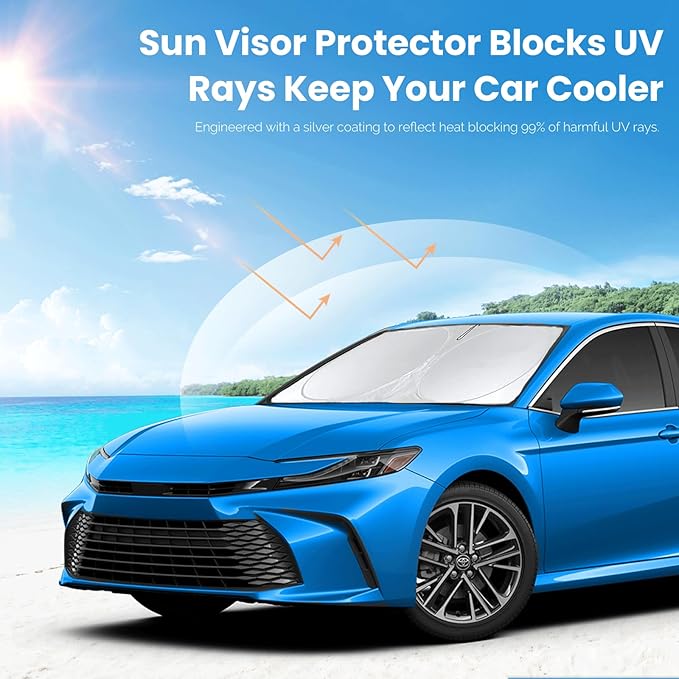 Sunshade for 2025 2026 Camry LE XLE Hybrid SE XSE Sedan Summer Interior Accessories Front Window Shield 210T Coating Cover for Windshield Sun Visor Protector 2026 Upgrade