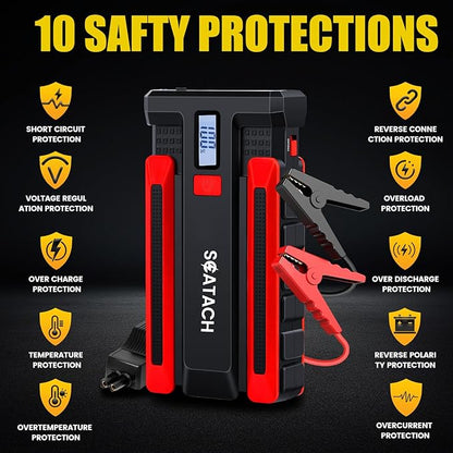 Scatach 002 5000A Car Battery Jump Starter,12V Jump Starter Battery Pack (up to 14.0L Gasoline and 12.0L Diesel Engine), Portable Jump Box with LED Display, 3 Modes Flashlight and Jumper