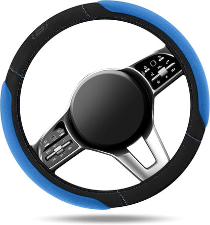 Skechers Steering Wheel Cover, Memory Foam Car Steering Wheel Cover,14.5-15inch Anti-Slip Safety Comfortable Desgin, Universal Accessory for Diverse Cars, Truck,SUV (Black & Blue)