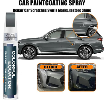Skyscraper Grey Metallic(C4W/C54) Touch Up Paint for BMW, Car Paint Pen Scratch Repair Two-In-One Touch Up Paint, Premium Car Scratch Remover for Deep Scratches