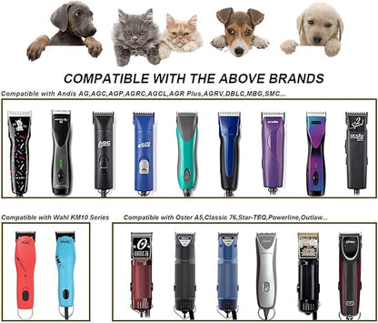 10 Blades for Dog Grooming Blades Compatible with Andis,Oster A5,Wahl km10 Dog Clippers,Size-#10, 1/16-Inch Cut Length (4PCS-#3FC+4FC+5FC+7FC)