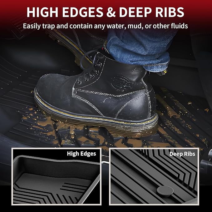 LASFIT Floor Mats&Trunk Mat for Toyota RAV4 2019-2025(Not Fit Hybrid) All Weather TPE Mats Custom Fit for Floor Liner for Toyota RAV 4 LE/XLE/Limited/TRD/Adventure Front and Rear 2 Row Car Mats,Black