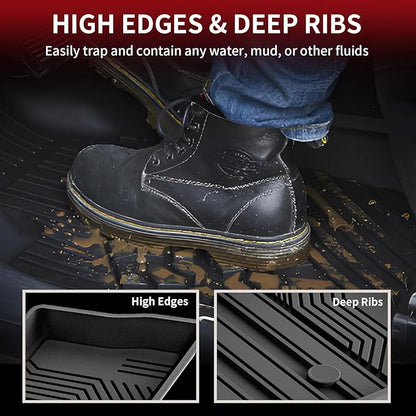 LASFIT Floor Mats&Trunk Mat for Toyota RAV4 2019-2025(Not Fit Hybrid) All Weather TPE Mats Custom Fit for Floor Liner for Toyota RAV 4 LE/XLE/Limited/TRD/Adventure Front and Rear 2 Row Car Mats,Black