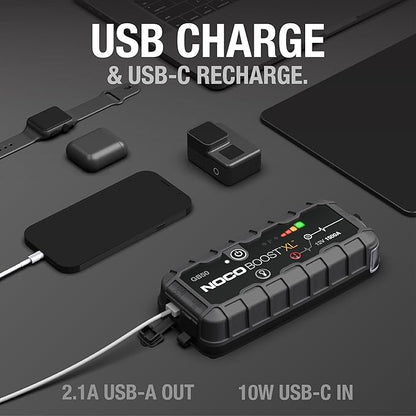 NOCO Boost GB50: 1500A UltraSafe Jump Starter – 12V Lithium Battery Booster Pack, Portable Jump Box, Power Bank & Jumper Cables - for 7.0L Gas and 4.5L Diesel Engines