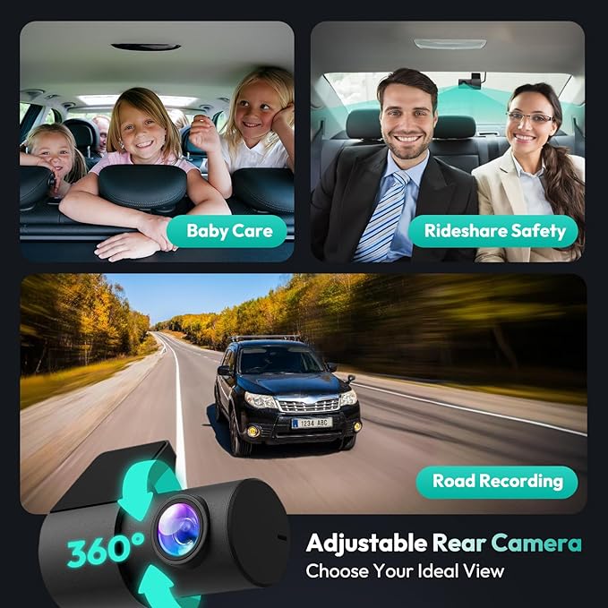 4K+2K Dual Dash Cam Front and Rear, Dashcam with Voice Control, STARVIS, ADAS Driver Alerts, Starry Night Vision, 24/7 Parking Monitor, 5.8GHz WiFi & GPS, Free 64GB Card, Loop Recording