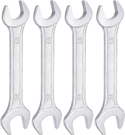 HARFINGTON 5pcs Double Open End Wrench 13mm x 15mm Metric 15 Degree Offset Angle Small Flat Head Wrench Galvanizing Open Ended Spanner for Automotive Repair Furniture Assembly