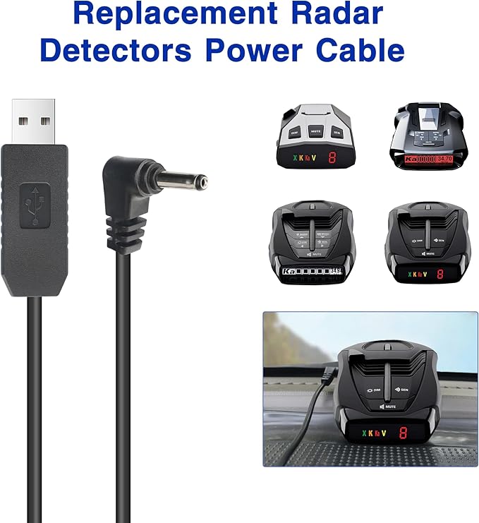 Radar Detector Power Cable for Cobr RAD350 380 450 480i 700i XRS9370 955 5300 9940 SPX 5300 5521 7700 ESR700 ESD737 767 SLR Vendetta 500,Power Cord for Cobr,Car Replacement Charging Cable 3.3ft