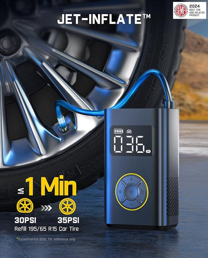 Fanttik X9 Pro Portable Tire Inflator for Compact Car, 1Min Fast Inflate Air Pump with Digital Tire Pressure Gauge, 150PSI Air Compressor for Car, Electric Bikes, Motorcycle, Ball, Deluxe Package