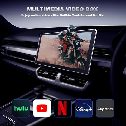3-in-1 Wireless CarPlay Adapter & Android Auto Wireless Adapter, Plug & Play, Easy Setup, Supports Netflix, YouTube, TF Card, and More for Cars with OEM Wired CarPlay/Android Auto