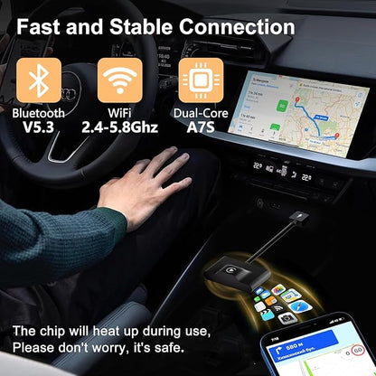 XHU Wireless CarPlay Adapter for Apple CarPlay Wireless Adapter 2025 Upgraded Convert Factory Wired CarPlay to Wireless CarPlay Box, Plug and Play Suit for iOS 10+ and Cars from 2016