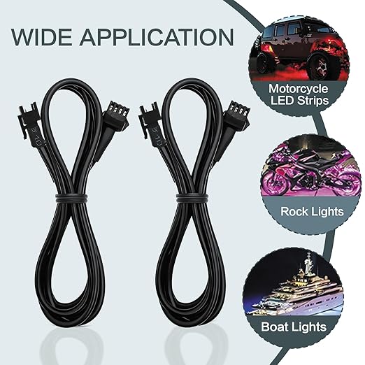 12 Pcs 4 Pin RGB Extension Cable RGB Wire for Motorcycle LED Light Underglow Kit, Compatible with ATV Car Trucks Rock Lights & Neon Strips (60 Inch)