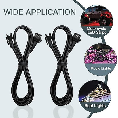 12 Pcs 4 Pin RGB Extension Cable RGB Wire for Motorcycle LED Light Underglow Kit, Compatible with ATV Car Trucks Rock Lights & Neon Strips (60 Inch)