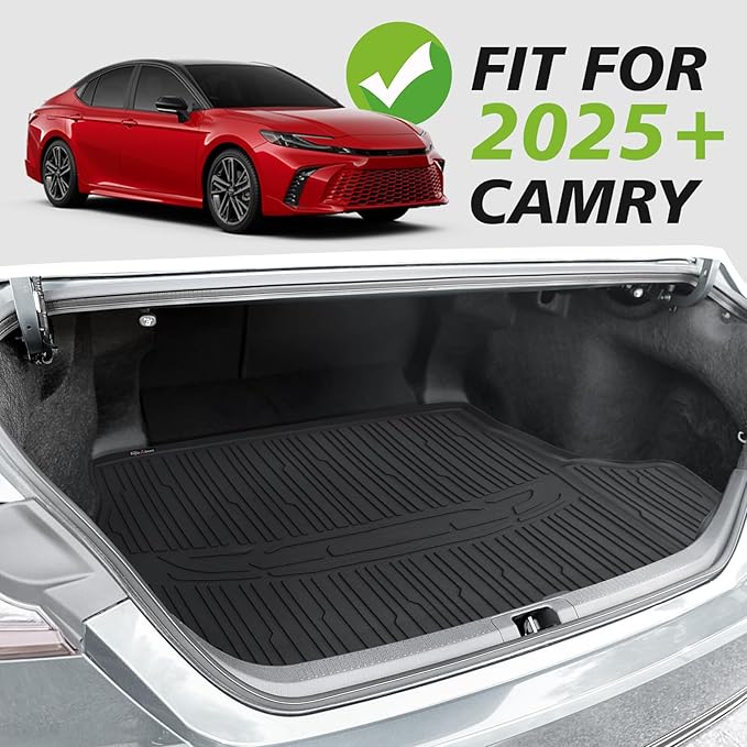 TripleAliners Floor Mats & Trunk Mat All Weather Liners Compatible with 2025 Toyota Camry (Include Hybrid) Accessories Carpets Liner TPE Custom Fit Protection Car (Floor Mats+Trunk Mat)