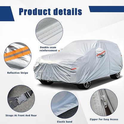 Kayme 6 Layers SUV Car Cover Custom Fit for BMW X1 (2009-2025) Waterproof All Weather for Automobiles, Outdoor Full Cover Rain Sun UV Protection.Silver