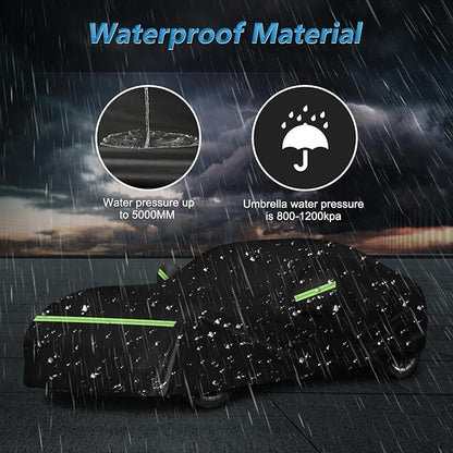 Waterproof Full Car Cover Custom Fit for Mazda Miata MX-5 1989-2023, All Weather OutdoorWindproof Heavy Duty Protection with Zipper and Soft Cotton Lining, Storage Bag(Black)