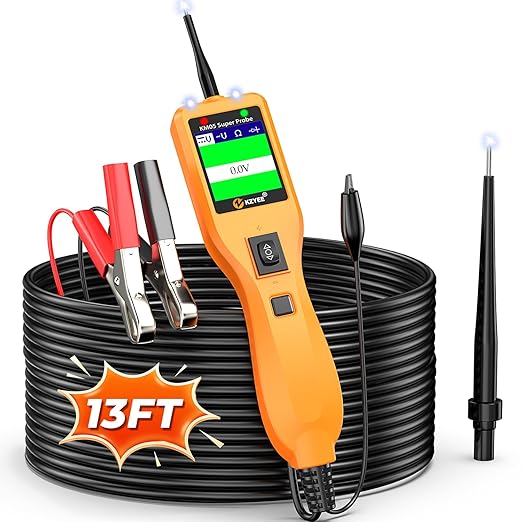 KZYEE KM05 Power Circuit Probe Tester – 12V/24V Automotive Electrical Tester for AC/DC Voltage, Continuity, Resistance, Diode, Relay Test, Component Activation & Shorts Detection, Current Probe Kit