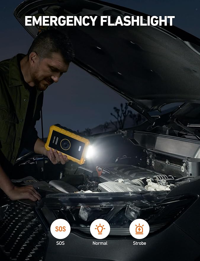 AstroAI S8 Air Jump Starter with Air Compressor, 1500A Car Battery Jumper Starter Portable (6.0 Gas/3.0L Diesel) with 150PSI Cordless Auto-Shutoff Tire Inflator, 12V Battery Charger Booster(Yellow)