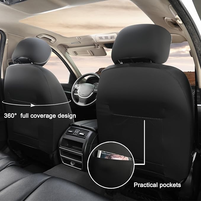 GIANT PANDA Front Car Seat Cover Custom Fit Toyota, 3D Air Mesh Car Seat Covers for Toyota Rav4 Camry Highlander Corolla Prius (Grey+Black) 2-Pack