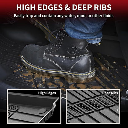 LASFIT Floor Mats for Jeep Grand Cherokee L 2021-2025 (ONLY for 6-Passenger Without Center Console) All Weather TPE Custom Fit Car Mats Floor Liners 1st & 2nd & 3th Row, Black