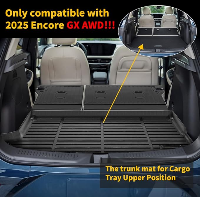 GINOWY-Floor Mats & Cargo Liner for Buick Encore GX AWD 2020-2025 TPE All Weather Car Mats Encore GX 2024 Backrest Mat Floor Liners Non-Slip Trunk Mat Floor Liners Accessories Black
